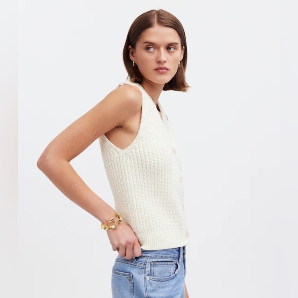Madewell Cutaway Sweater Vest Bright Ivory Size S - Picture 4 of 12